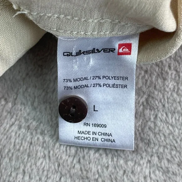 Quiksilver Waterman Shirt Men‎ Large Bege Jacquard Tribal Hawaiian Modal Blend - Picture 8 of 9